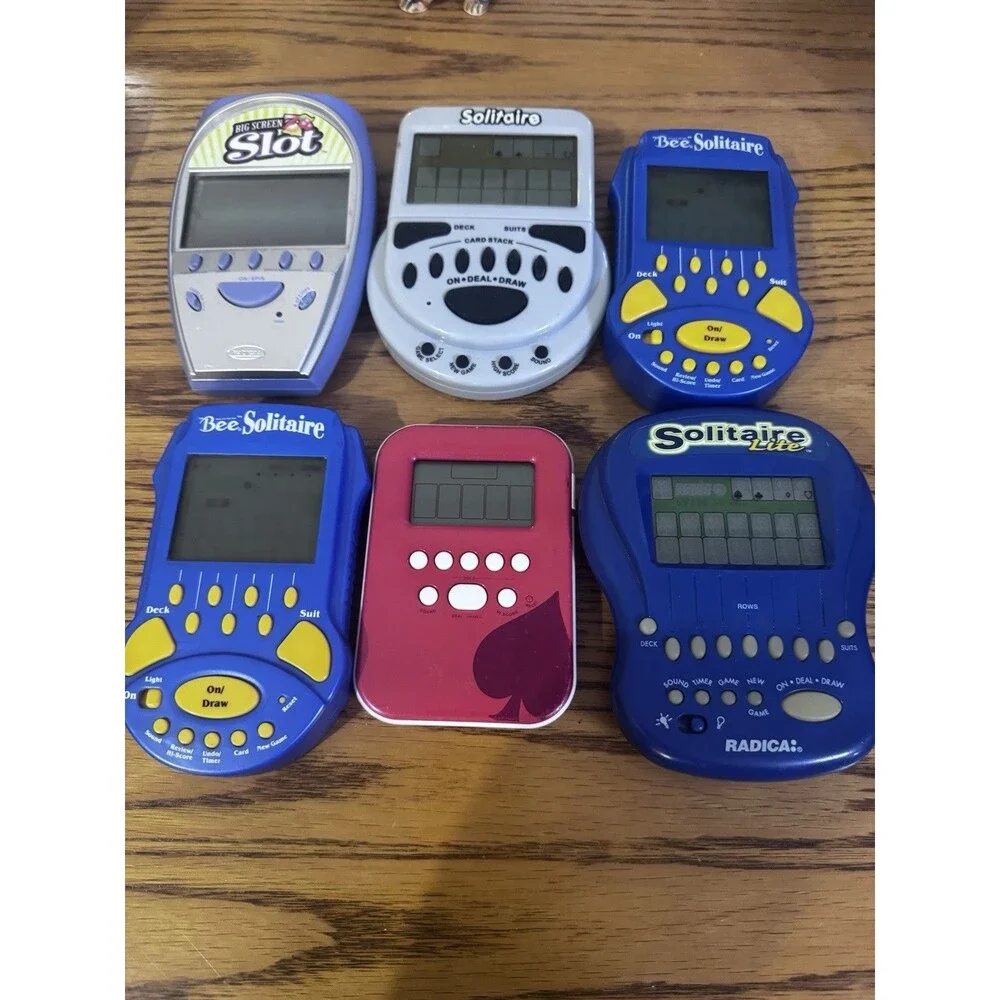Lot of 6 Vintage Handheld Electronic Games  Slots Blackjack Solitaire Tested